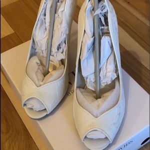 Lace open toe high heels